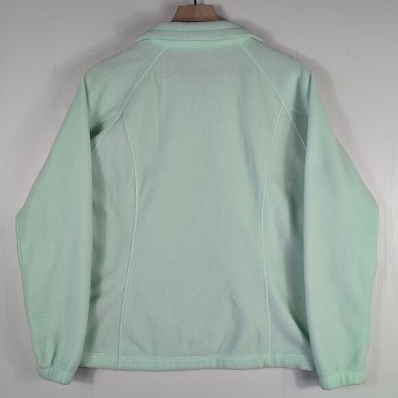 Columbia Womens Large Mint Green Full Zip Fleece Jacket Sweater Lightweight - Picture 3 of 11